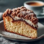 Baked cinnamon nutmeg coffee cake in a square pan
